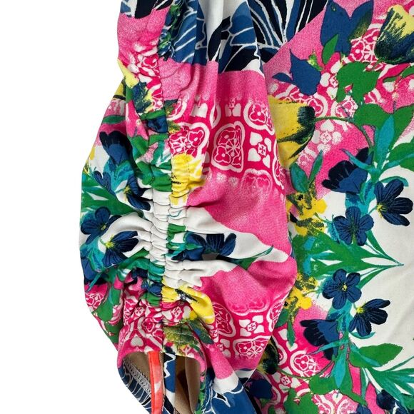 Swim By Cacique New Brief Bottoms Multicolor 26 Floral High Waist Drawstring - Picture 7 of 9